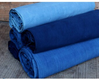 Thin Natural Dyed hand weaving Fabric, Indigo Fabric ,100% cotton fabriic width 42cm,plant vegetable botanical herbal by meter
