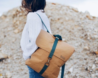 Vegan backpack, kraft backpack, Kraft fabric, boho backpack, brown backpack, vegan bag, vegan backpack, backpack, fabric backpack