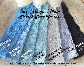 Something Blue Garter, Stretch Lace Garter Belt, Plain, Single, Custom Colors and Widths, Wedding, Bridal, Toss, Bachelorette, Simple, Prom