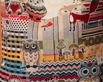 Shoulder bag with owls and foxes :)