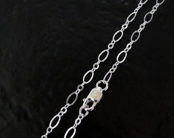 36 Inch Sterling Silver Long And Short Oval Chain Necklace With Lobster Clasp