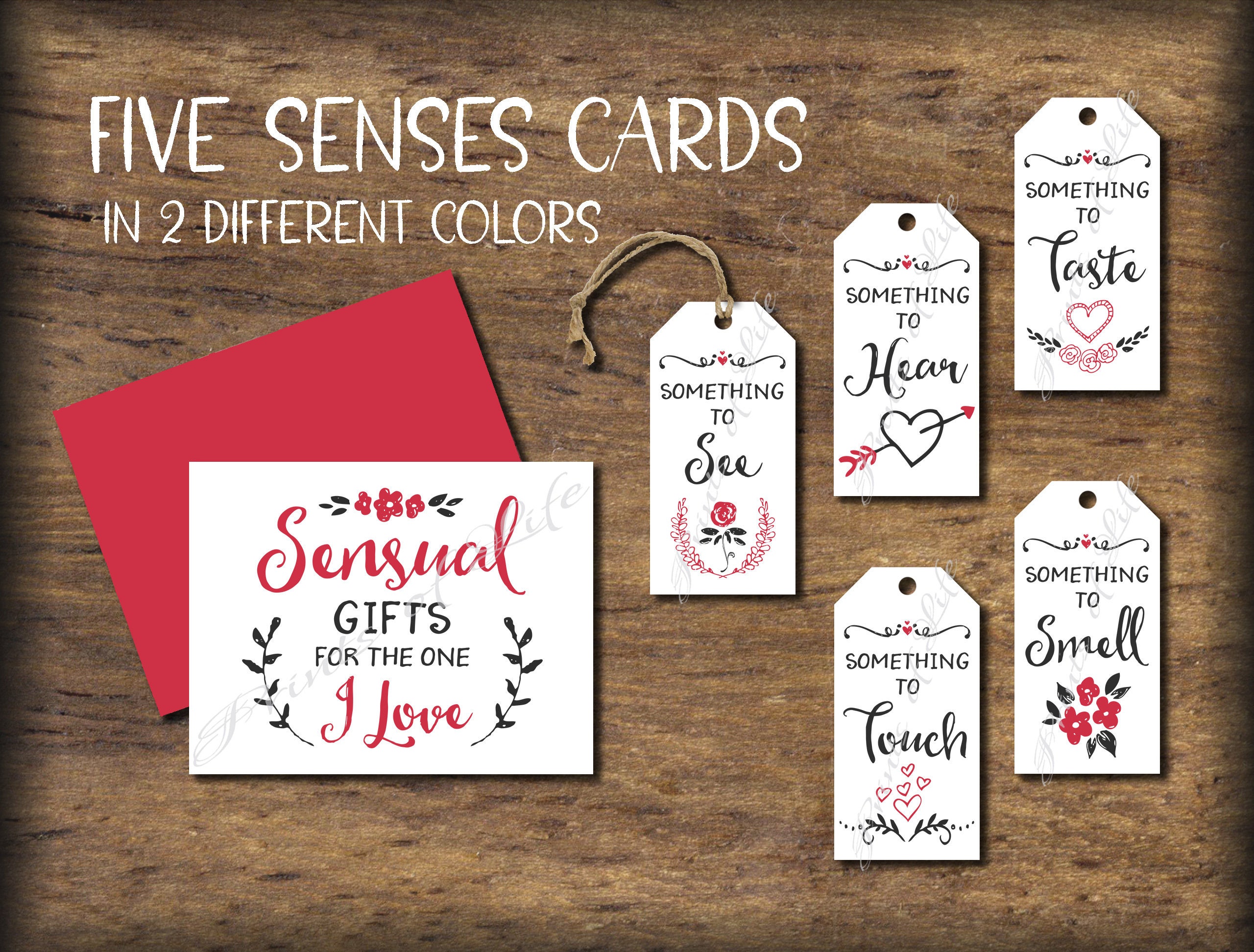 Five Senses Gift Tags & Card. 5 senses Instant download