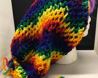 Rainbow Dread Hat with Drawstring Bottom