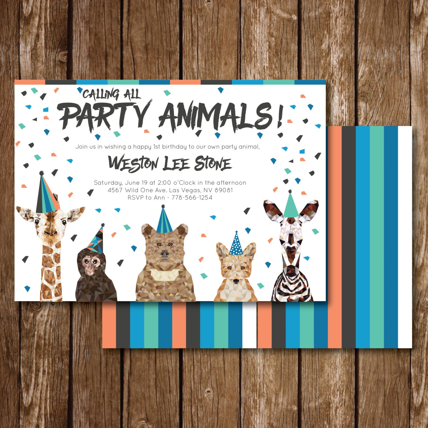 Calling All Party Animals Birthday Invitation