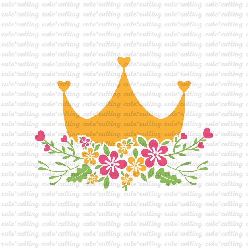 Princess svg Floral svg Flower svg Crown svg Heart svg