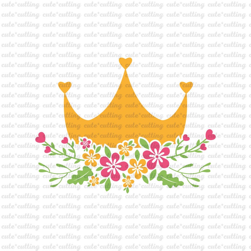 Princess svg Floral svg Flower svg Crown svg Heart svg