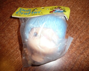 Doll Craftin Angie Blue Yarn Hair Doll Head With Hands