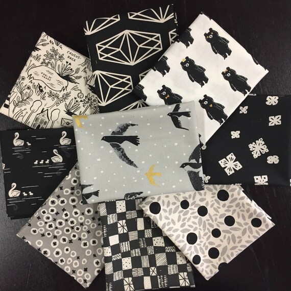 Cotton and Steel Fabrics Black and White Fabric Bundle 9