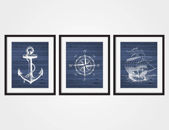 Nautical Wall Decor Blue Nautical Art Nautical Prints Ship