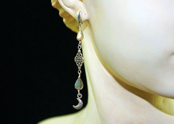 Celtic silver and labradorite earrings