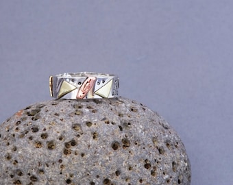 Silver Ring, Silver Band, Copper Ring, Brass Ring, Stamped Ring, Ring Band, Hammered Silver Ring, Stamped Silver Ring,