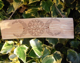 Triple moon Goddess wooden plaque