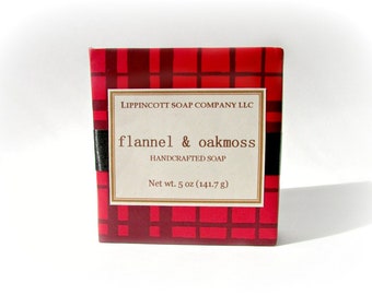 Flannel and Oakmoss Soap, Cold Process Soap Bar, Handmade Soap, Bar Soap, Palm Oil Free, Men's Soap, Phthalate Free, Bergamont, Oakmoss