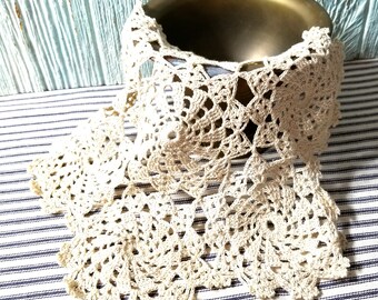 Vintage Hand Crochet Cotton Doily, Shabby Cottage, Arts Crafts Collage Project, Vintage Ephemera, Crochet Doily