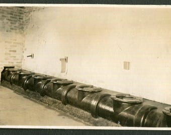Vintage Snapshot Photo Row of Toilets in Latrine WW II Era 1940's, Original Found Photo, Vernacular Photography