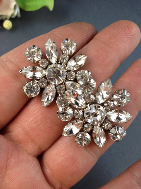 Marina Swarovski crystal bridal vintage style clip-ons