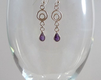 Sterling Silver Earrings Amethyst Gemstone Earrings Sterling Amethyst Earrings Amethyst Silver Earrings Purple Earrings Amethyst Drops