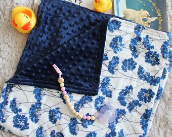 Blue Floral Baby Blanket