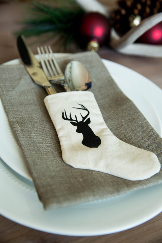 Utensil Holder Miniature Christmas Stocking holiday table