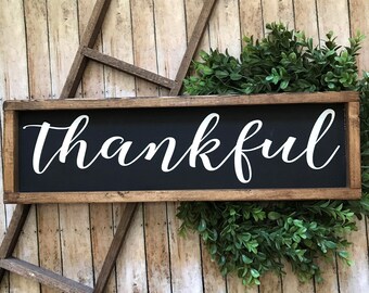 Thankful | Farmhouse thankful | Gallery Wall | Thankful framed sign