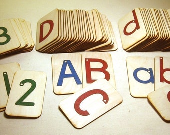 Sandpaper Letters, Uppercase, Lowercase and Numbers 0-20 mounted on 3"x5" Birch