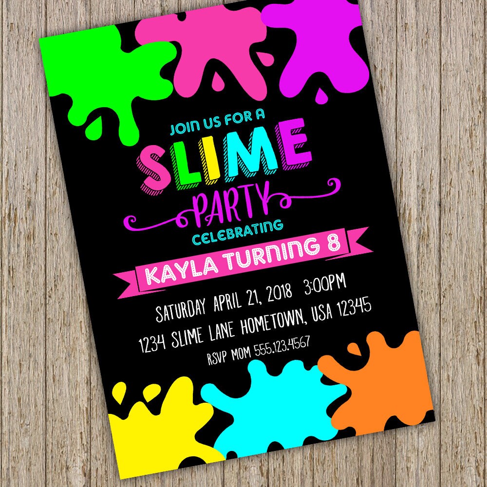 Slime Birthday Party Invitation Slime Invitation Slime