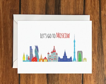 Let's Go to Moscow Holiday Gift Idea greeting card A6