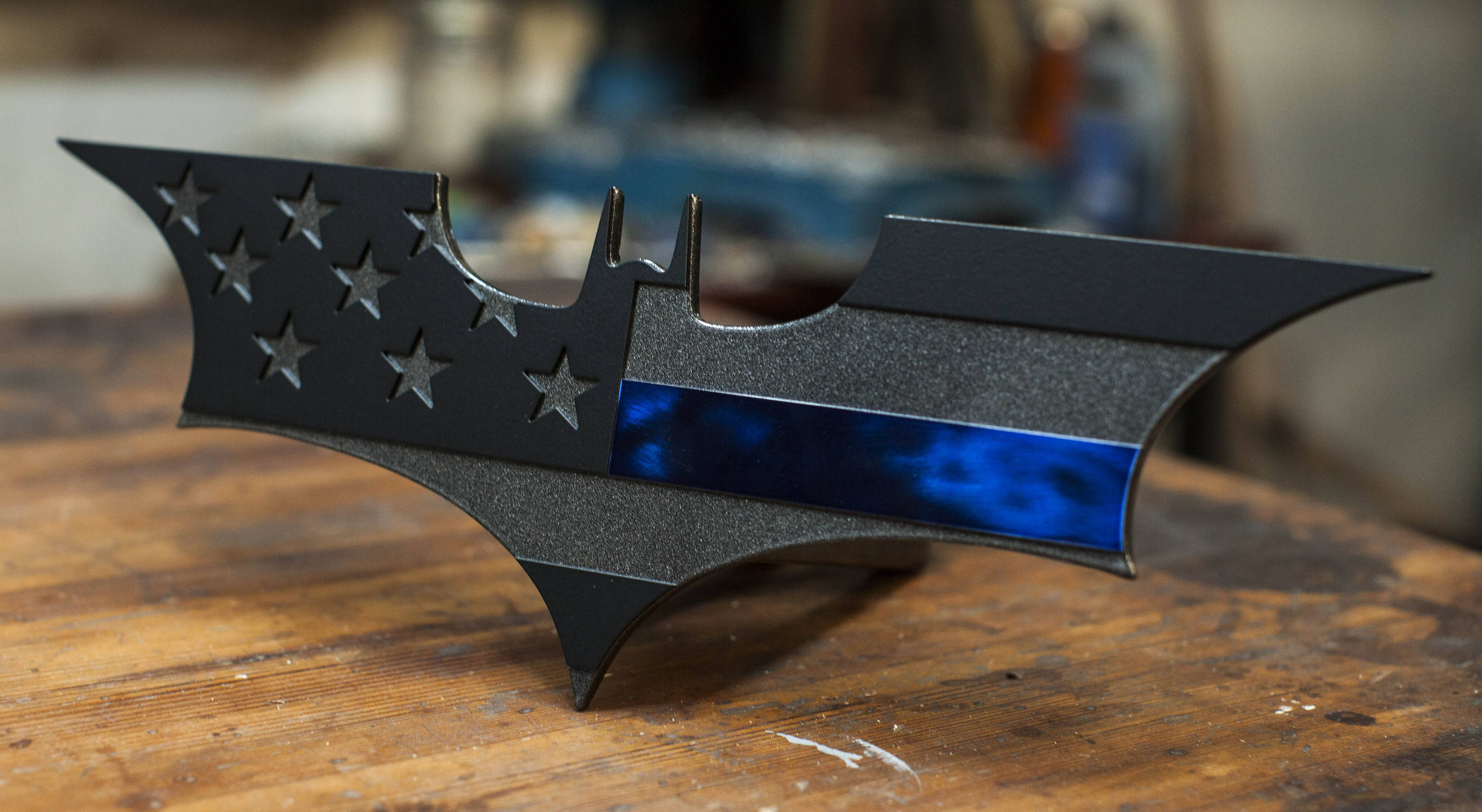 Batman Trailer Hitch Cover Subdued American/3D Thin Blue