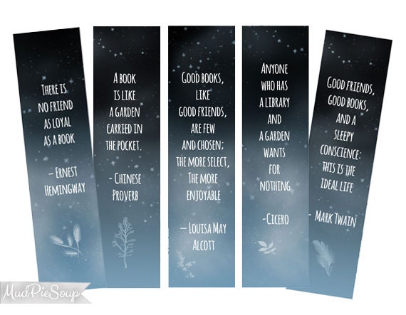 printable bookmarks inspirational book quotes starry night