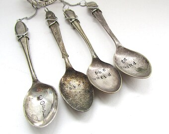 Coffee Makes The World Go Round, Spoon Wind Chime, Upcycled Cutlery, Handstamped Windchime, Small Kitchen Mobile, Hand Stamped Teaspoons