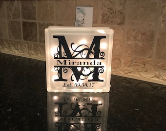 Personalized Night Light, Monogrammed Light Box, Frosted Glass Box, Wedding Gift, Gift for Her, Light Box Sign, Monogrammed Gift