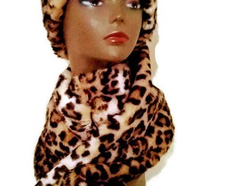 Faux Leopard Headband and Scarf