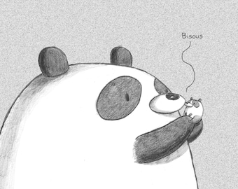 Bisous Panda Bear Greeting Card