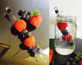 High End Opal Top Glass Fruit stem Perfume Dabber by OceanBeachGlass
