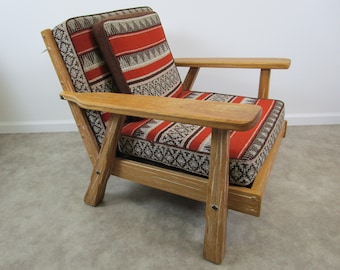 Vintage Ranch Oak lounge chair mid century south western retro