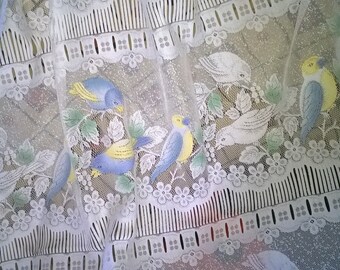 597) pair of curtains, birds