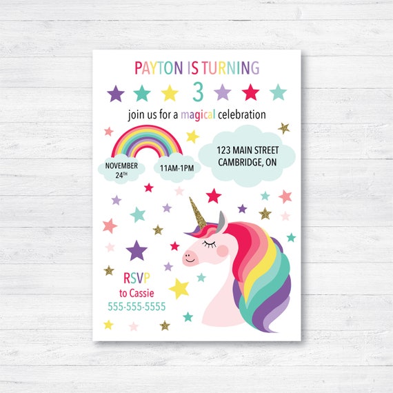 unicorn invitation unicorn birthday party invitation