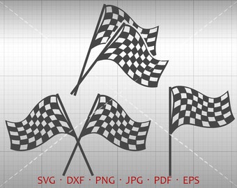 Race Flag SVG, Checkered Racing Flag Clipart DXF Silhouette Cricut Cut File Vector Commercial Use