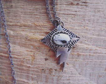White Buffalo Stamped Necklace