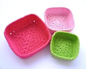 Crochet Basket Pattern, Crochet Square Basket, Crochet Pattern 005, Instant Download