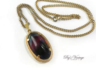 Vintage Sarah Cov Watermelon Rainbow Necklace , Unique Watermelon Pendant with Gold Chain
