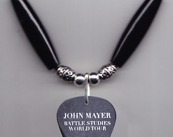 John Mayer Signature Kaws Black Guitar Pick Necklace - 2010 Battle Studies Tour