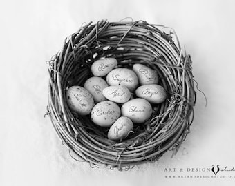 Unique Grandmother Gift, Personalized Grandma Gift, Family Nest Art, Grandmother Birthday Gift, Custom Gift Her, Nana Present - Art Print