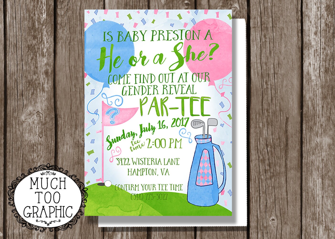 Golf Gender Reveal Party Invitation Golf Baby Shower