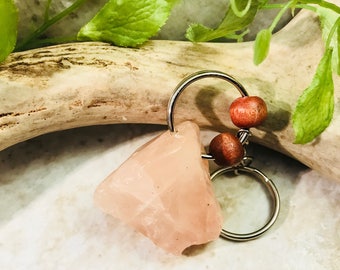Rose quartz keychain