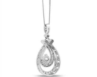 0.60 Ct. Natural Diamond in Tear Drop Shaped Pendant In Solid 14k White Gold