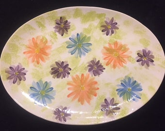 Platter with Bright Flowers