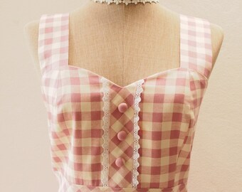 Dress in Pink , Dusky Pale Pink Summer Dress, 1950 Dress, Lolita Dress, Plus Size Dress, Gingham Dress, Vintage Inspired, XS-XL,Custom