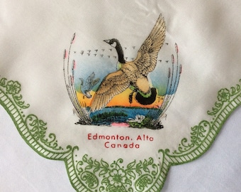 Flocked hanky from Edmonton Canada with Canadian goose