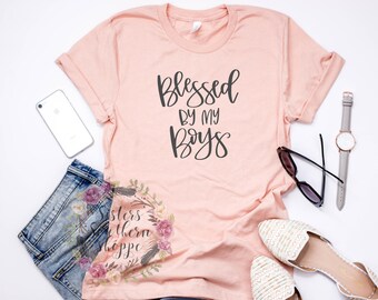 Blessed By My Boys Shirt, Mom of boys shirt, Mom life shirt, mom of boys tshirt, mom of boys tee, mother's day shirt, mother's day gift